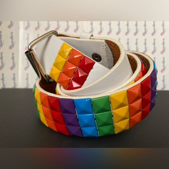COPY - Studded belt rainbow white - Picture 2 of 5